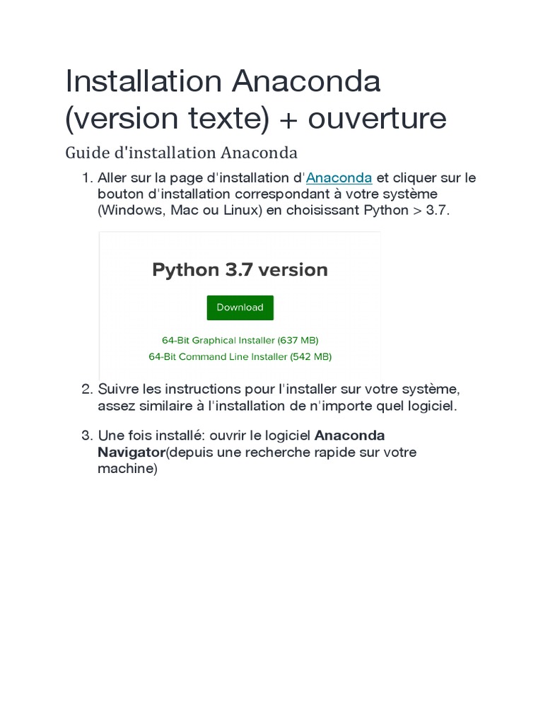 Installation Anaconda (Version Texte) + Ouverture | PDF | Technologie ...