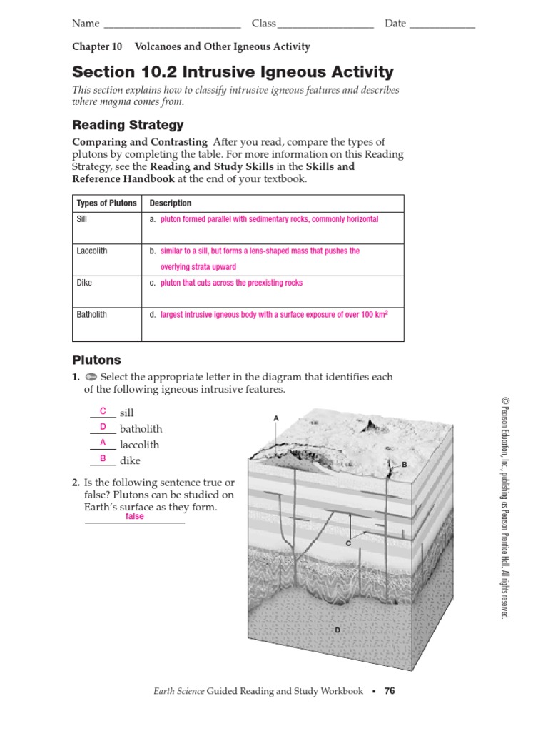 10.2 Worksheet Key | Download Free PDF | Magma | Rock (Geology)