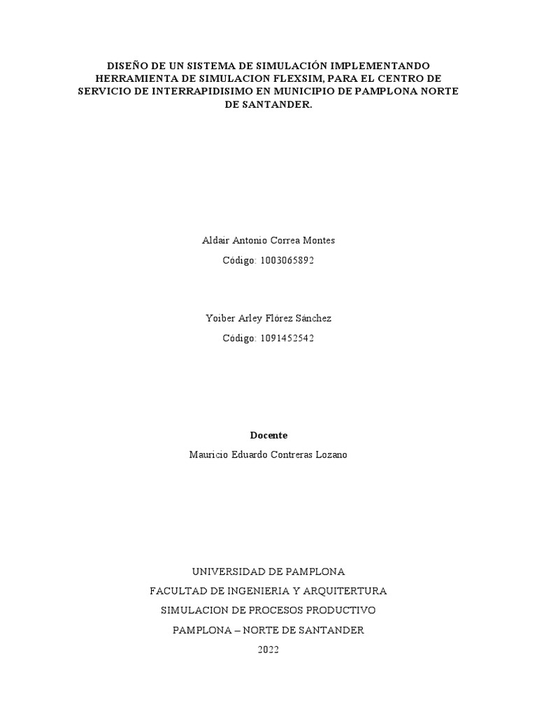 Proyecto de simulacion interrapidisimo pdf simulaci n inform tica