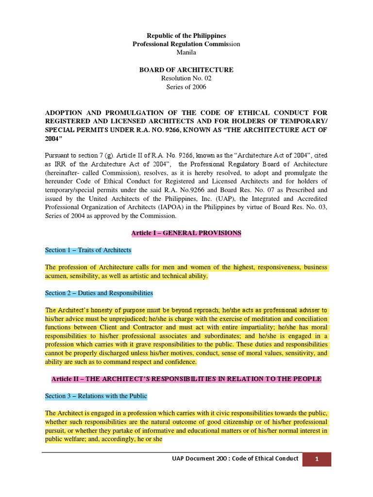 Code of Ethical Conduct PDF Architect Mediation