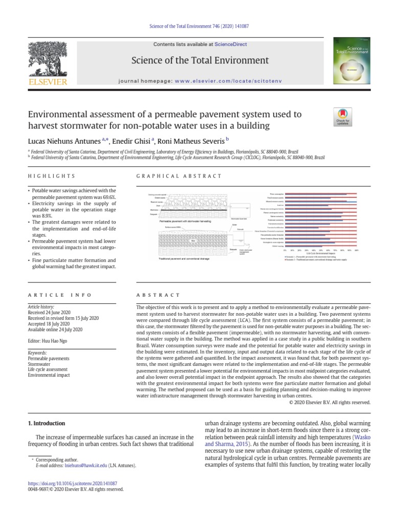 Environmental Assessment of A Permeable Pavement System | PDF | Life ...