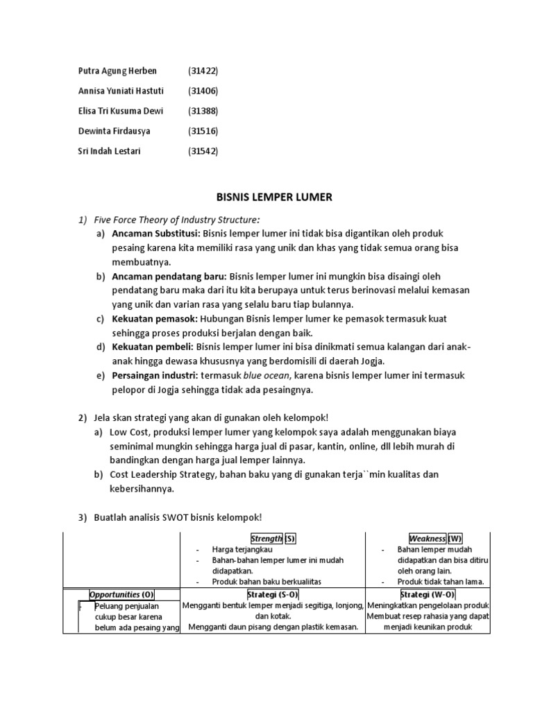Revisi Strategi Bisnis Lemper Lumer | PDF | Seni