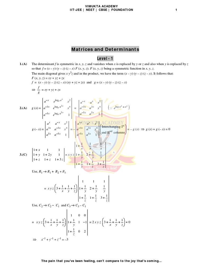 Easy Methods for Matrices & Determinants | PDF | Elementary Geometry ...
