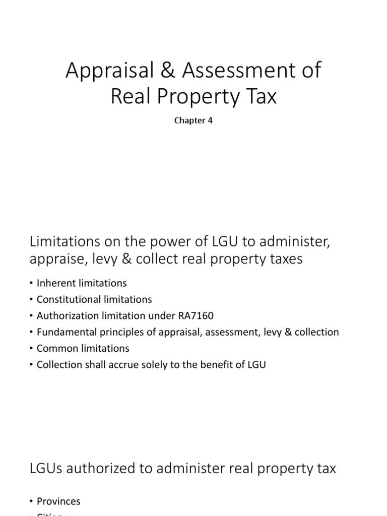 Part II. Chapter 4 Appraisal Assessment of Real Property Tax PDF