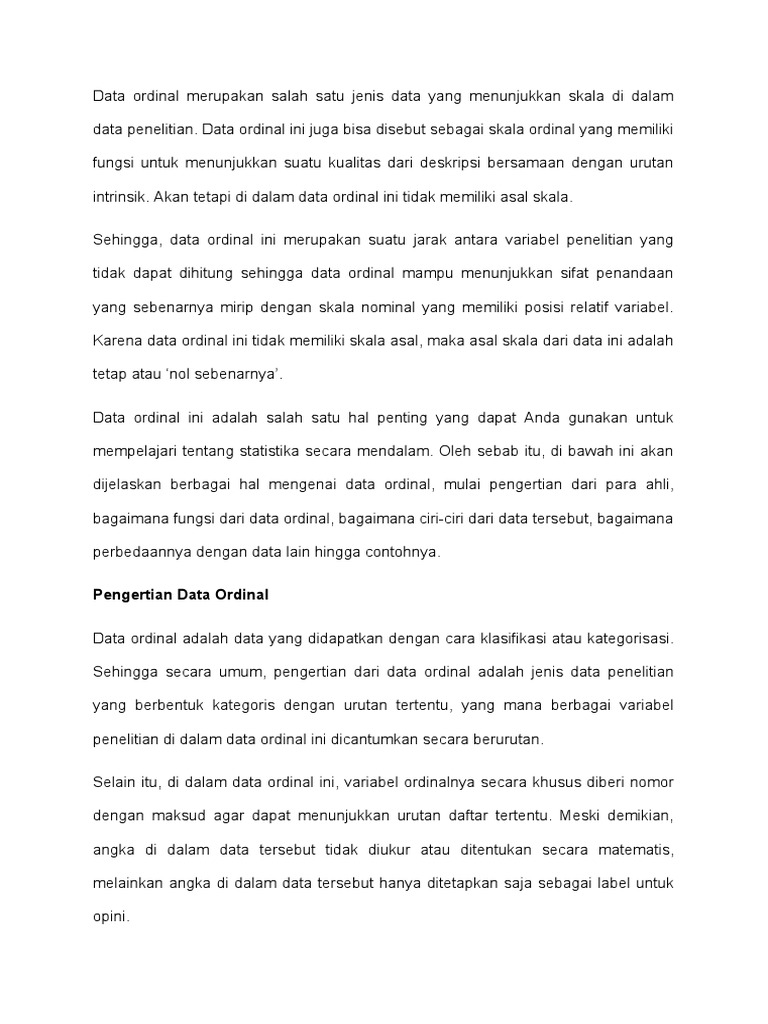 Pengertian dan Contoh Data Ordinal | PDF