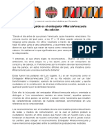 Nota de Prensa 6 - Reconocimiento #MarcaVenezuela 4ta Edición