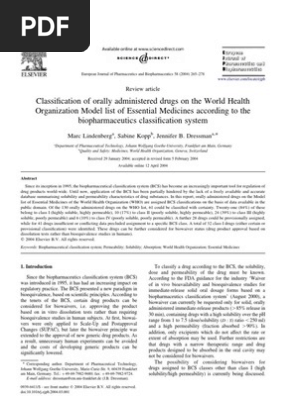 Classification Of Orally Administered Drugs On The World