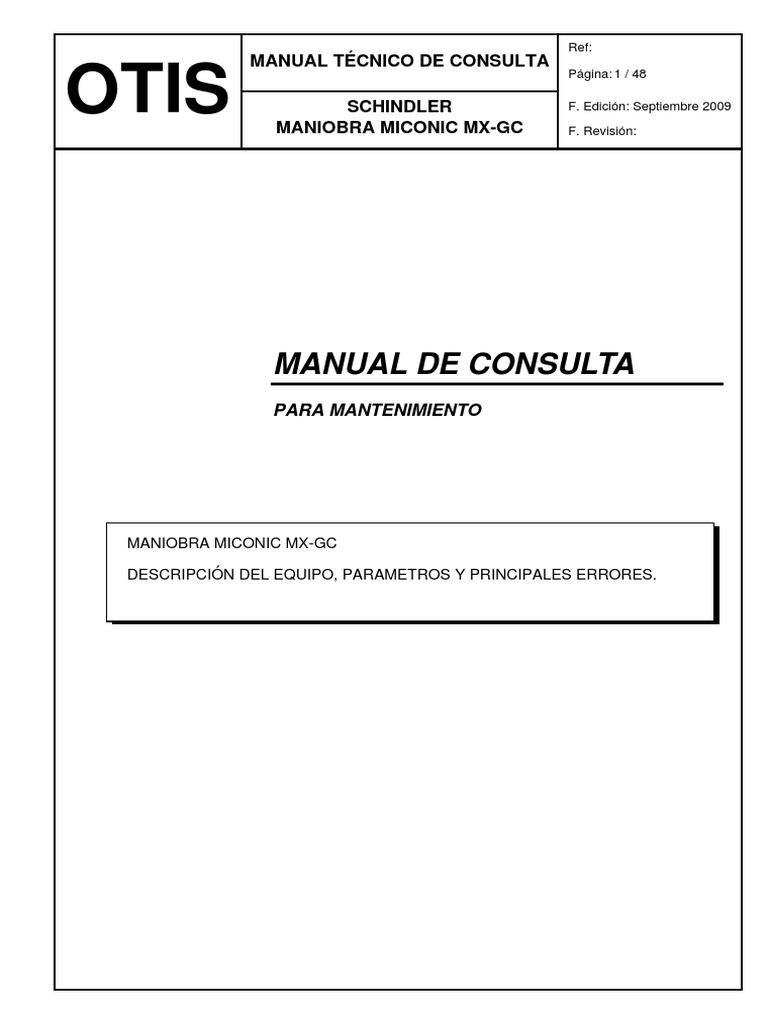 Manual Técnico Miconic MX-GC Schindler | PDF | Ascensor | Relé