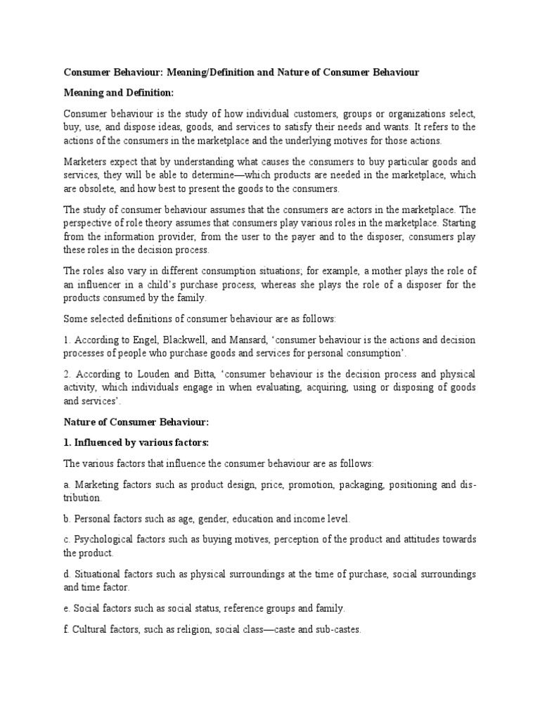 Consumer Behaviour: Meaning/Definition and Nature of Consumer Behaviour ...