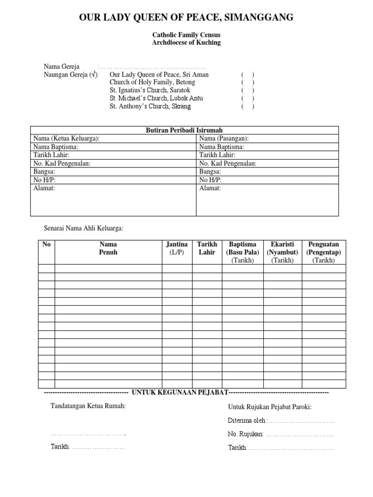 Catholic Form Survey Pdf