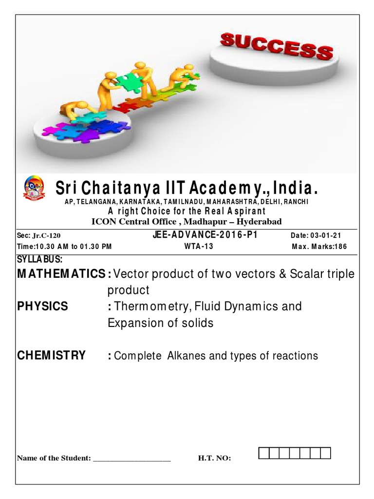03 01 21 - JR.C 120 - JEE Adv - (2016 P1) - WTA 13 - Q.PAPER | PDF ...