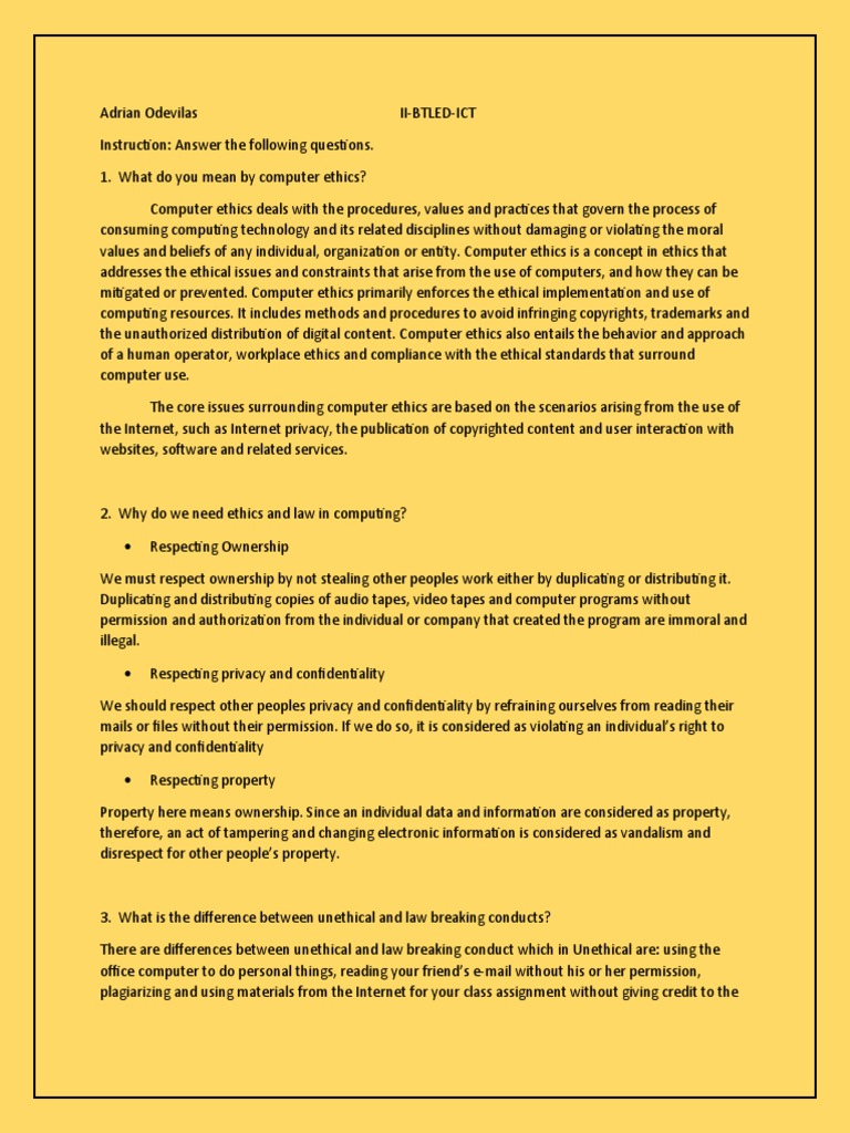Computer ethics questions pdf privacy copyright infringement