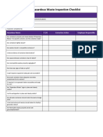 Weekly Hazardous Waste Inspection Checklist