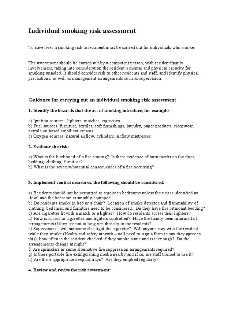 Individual Smoking Risk Assessment Guide | PDF | Risk Assessment | Risk