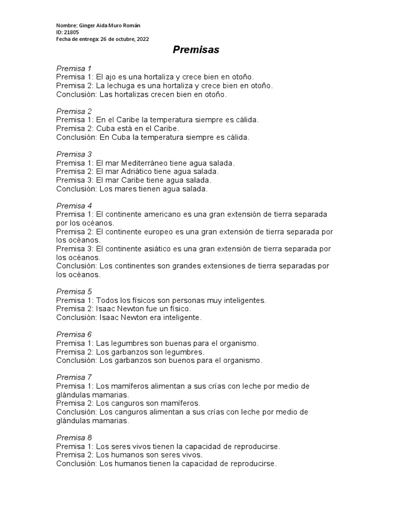 Conclusiones Lógicas de Premisas Diversas | PDF