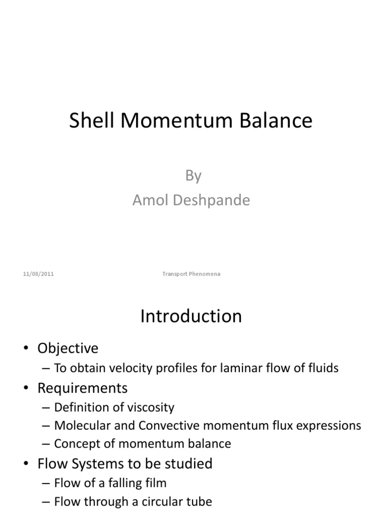 Lect 5 7 Shell Momentum Balance | PDF | Fluid Dynamics | Transport ...