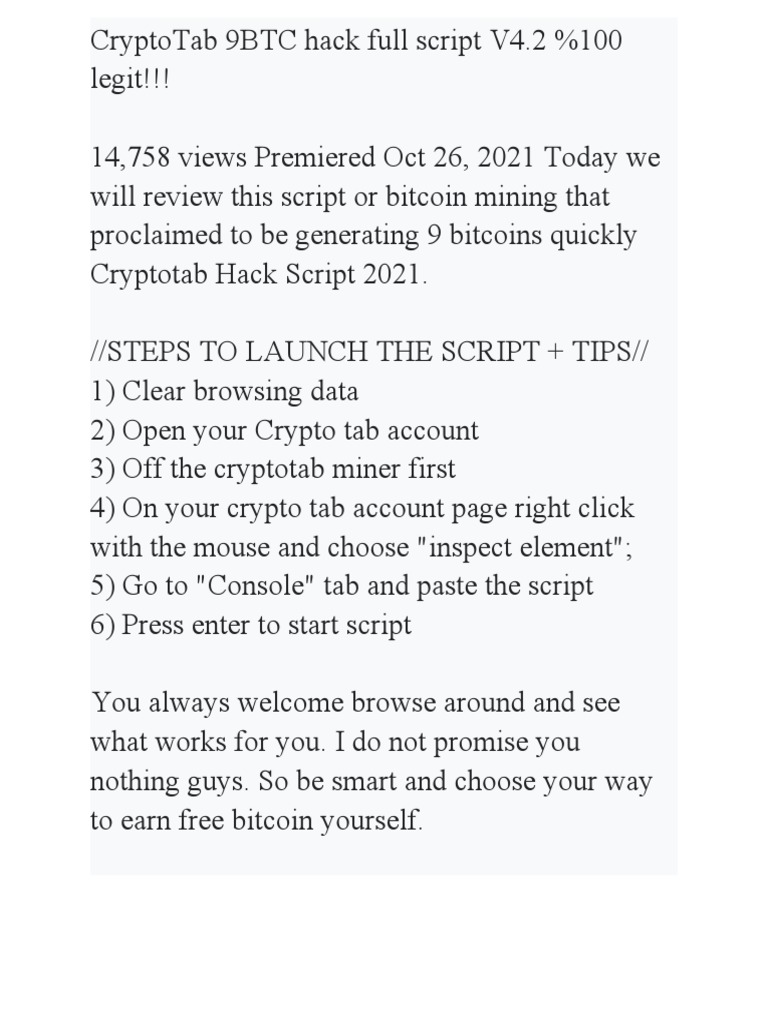 CryptoTab 9BTC Hack Full Script V4 PDF