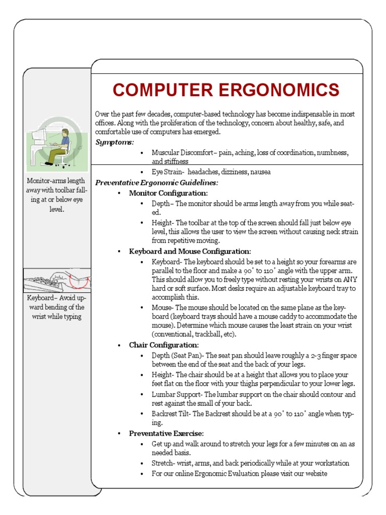 Toolbox Talks Computer Ergonomics English 0 PDF Computer Keyboard