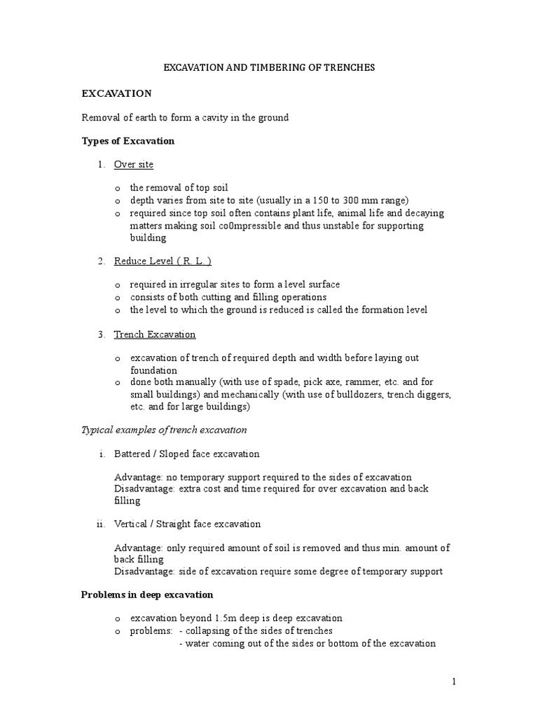 Excavation and Timbering of Trenches | PDF | Trench | Soil