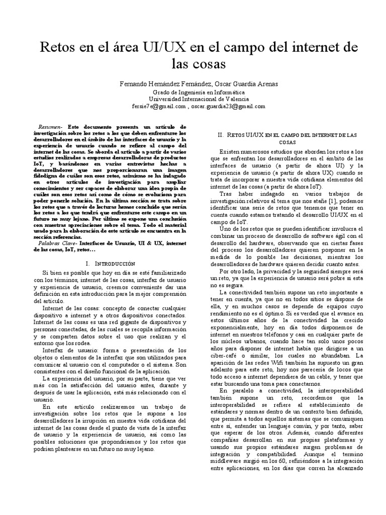 Retos UI/UX en Internet de las Cosas | PDF | Internet de las Cosas ...