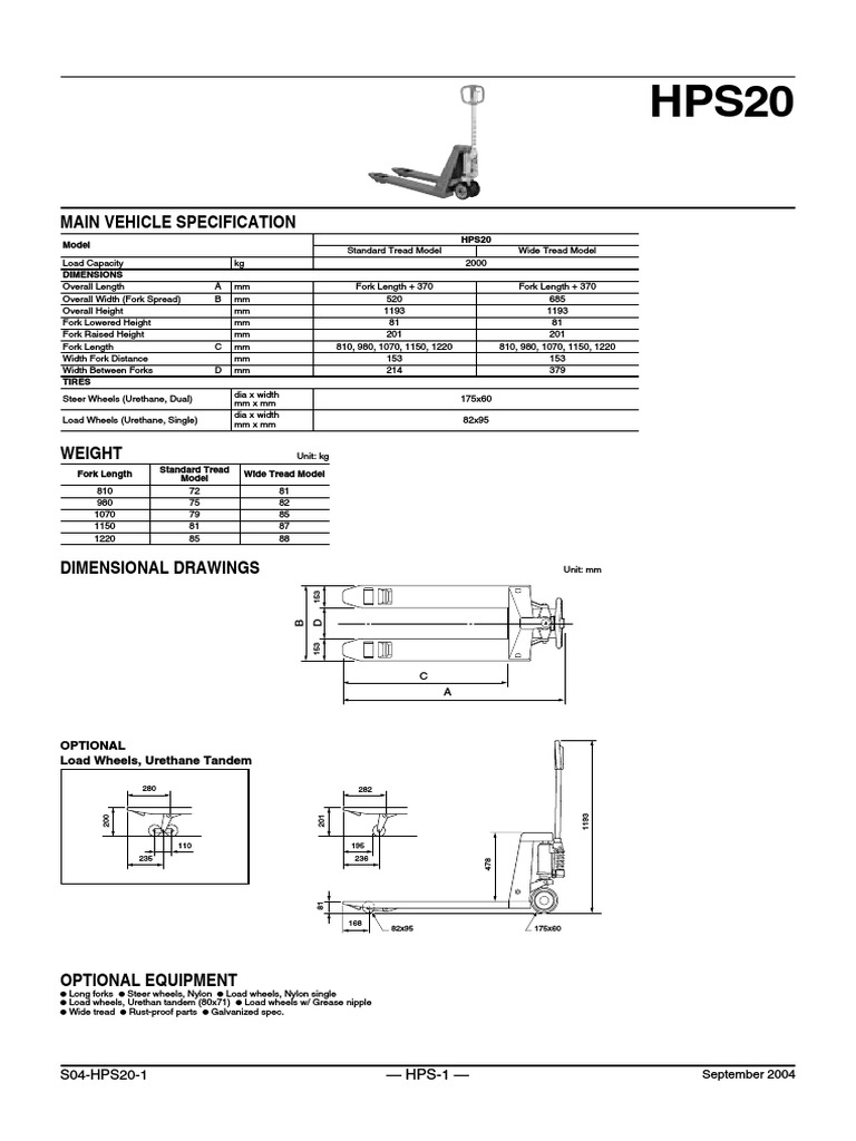 Main Vehicle Specification: Model HPS20 | PDF | Motor Vehicle | Car