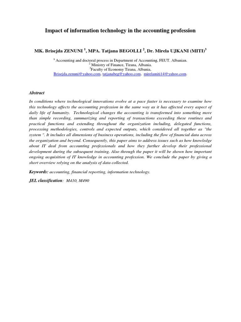 Impact of Information Technology in The Accounting Profession | PDF ...