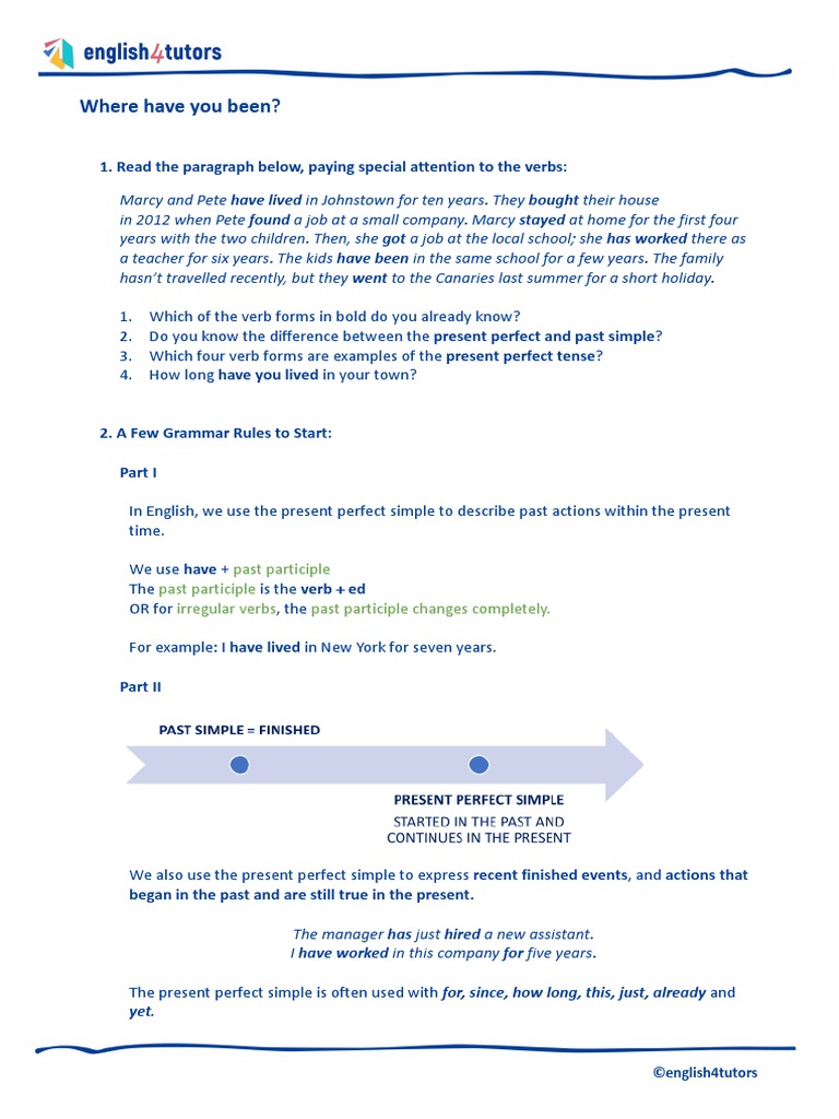 Where Have You Been - Teacher's Version | PDF | Verb | Language Mechanics