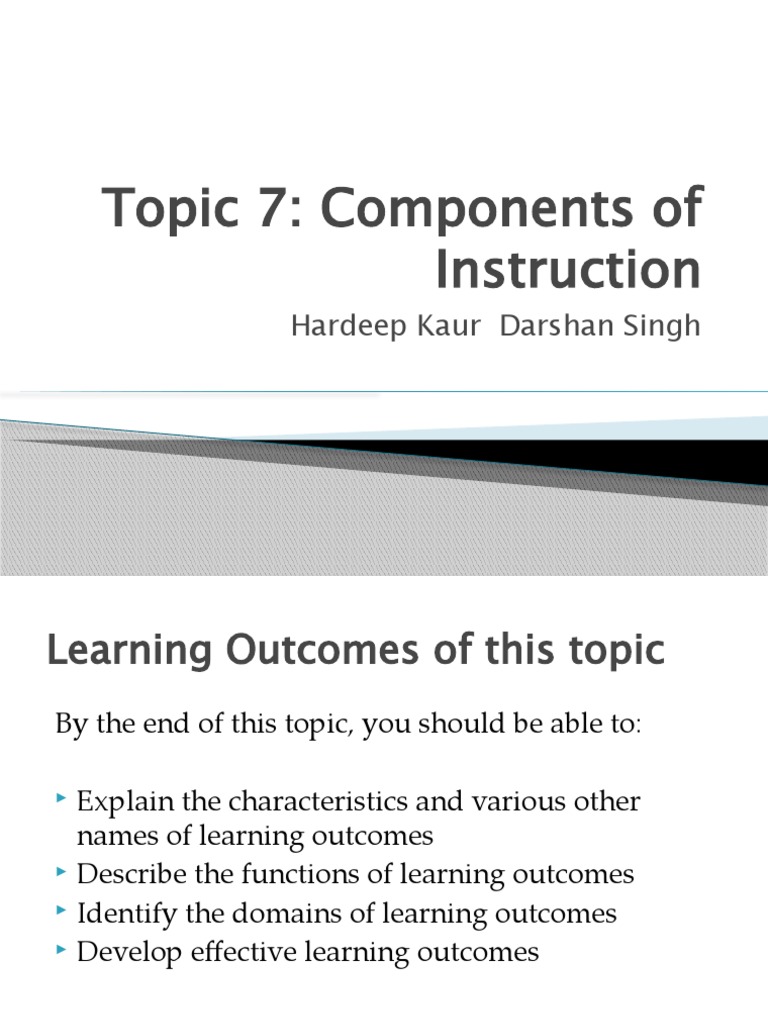Topic 7 Components of Instruction - May 2022 | PDF | Learning | Cognition