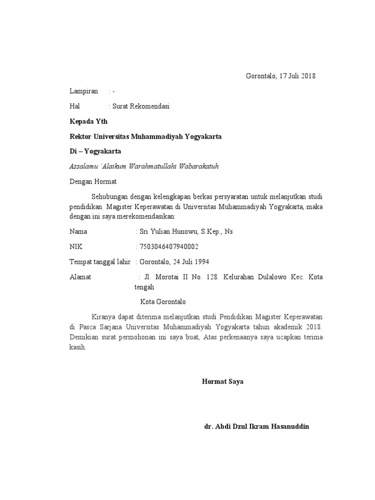 Surat Rekomendasi | PDF