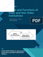 Forms and Functions of State and Non State Institutions