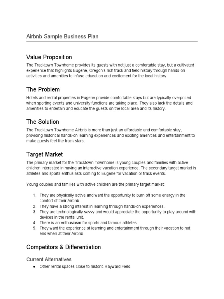 Airbnb Business Plan PDF Airbnb Hotel