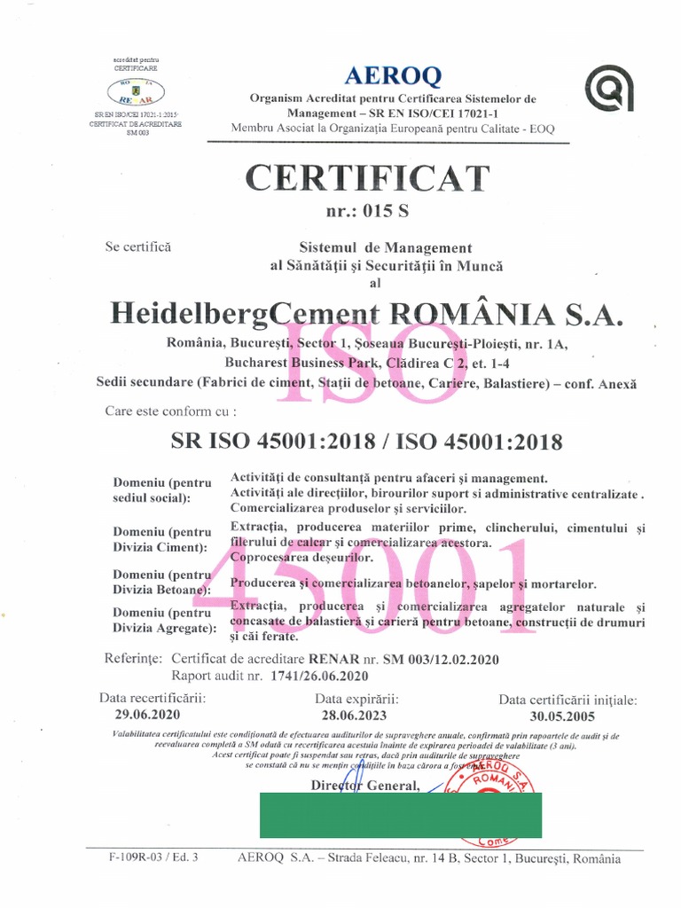 Certificat Iso 45001 Pdf