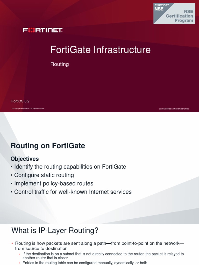 FortiGate Inf 01 Routing+ | PDF | Routing | Telecommunications Standards