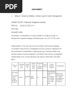 Assignment - Tendering Bidding and Contracting