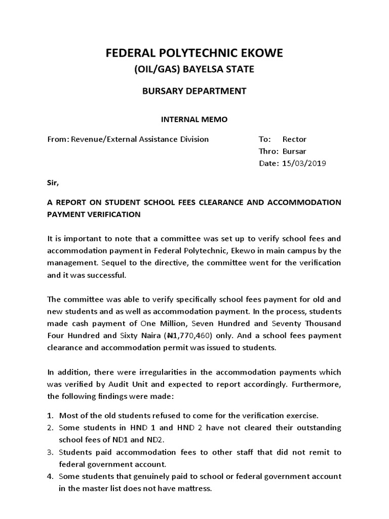 A Report On Student School Fees PDF