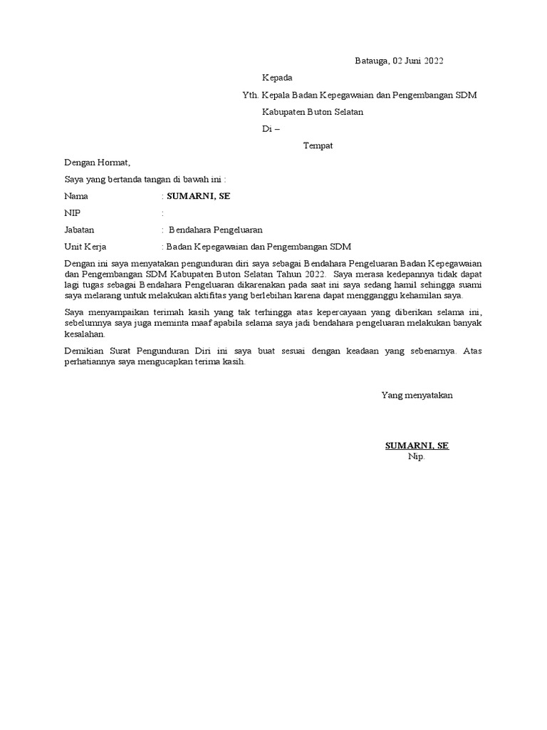 Surat Pengunduran Diri | PDF