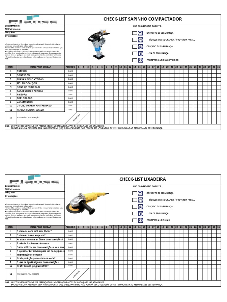 Check-list para Compactador Sapinho | PDF
