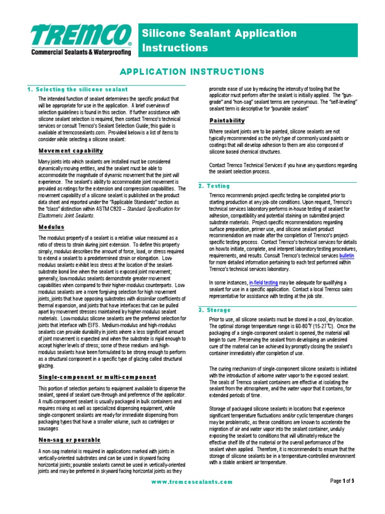 Instructions Silicone Sealant AI PDF