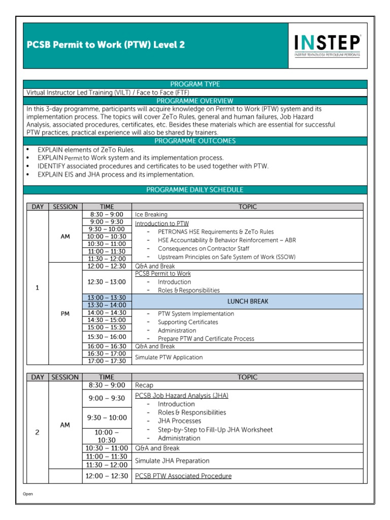 Course Content PTW Level 2 PDF