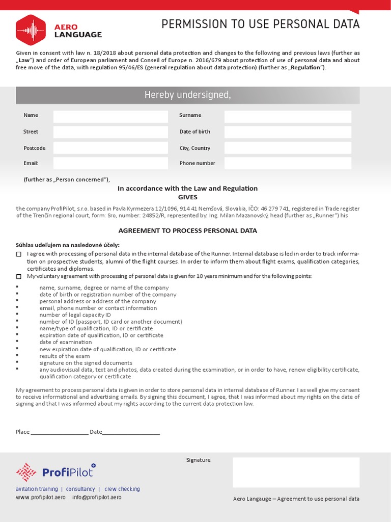 PERMISSION TO USE PERSONAL DATA CONSENT FORM PDF Government And