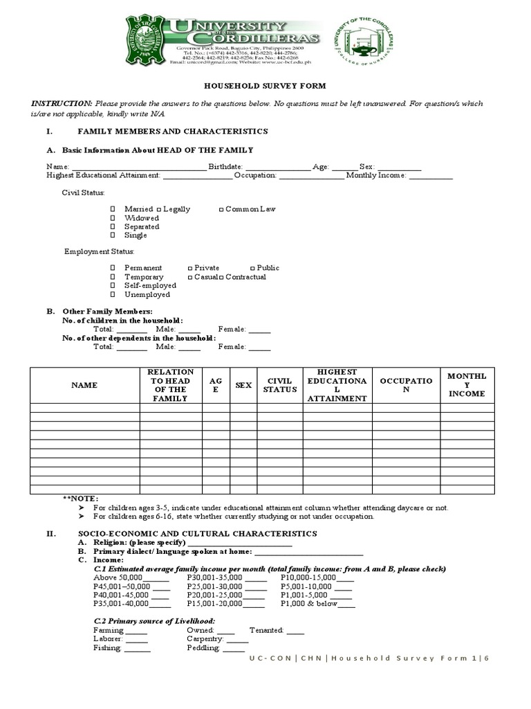 Household Survey Form 2 | PDF | Health Care | Pregnancy