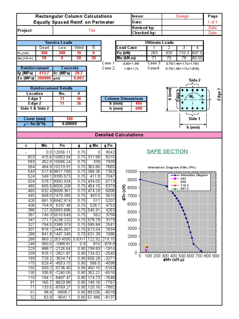 Rectangular Column Design Calculations | PDF | Structural Engineering ...