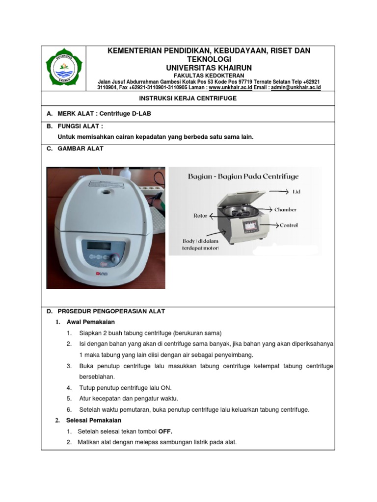 SOP Centrifuge PDF