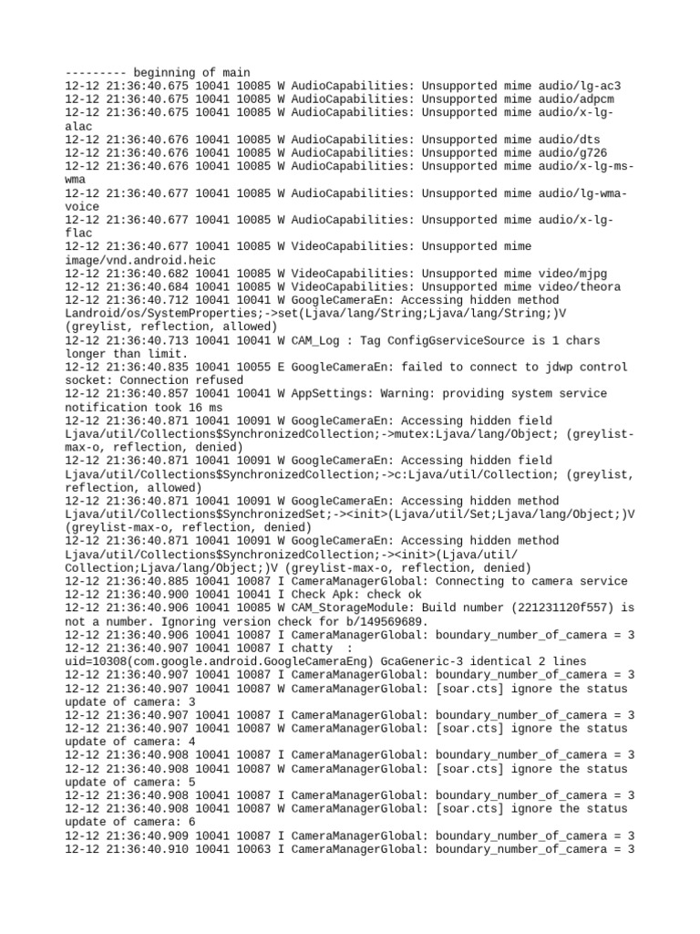 Camera Debugging Log Analysis | PDF | Android (Operating System ...