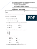 Prova de Matemática Função Exponencial