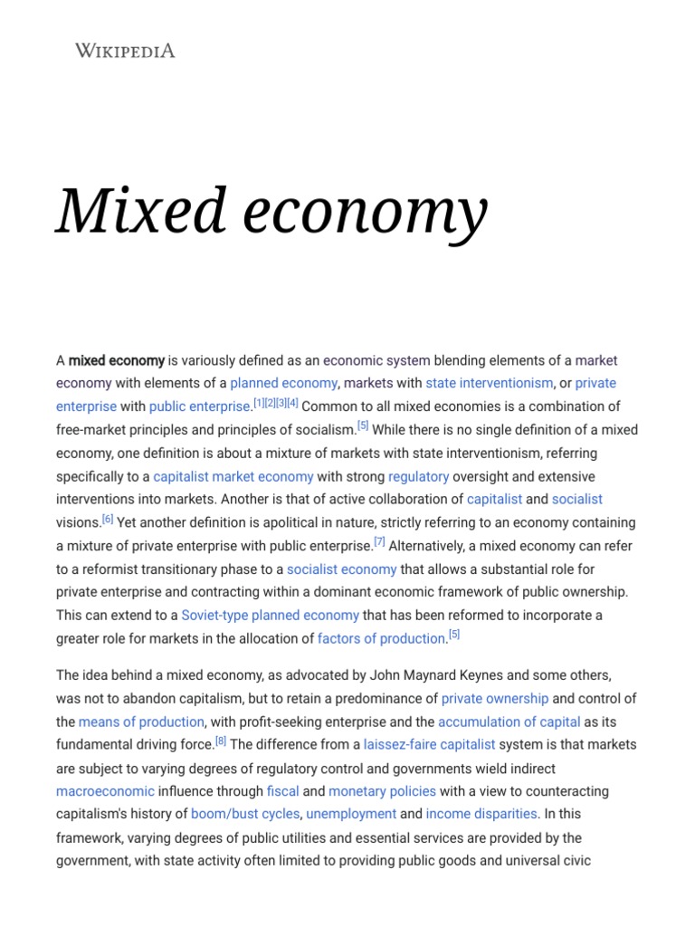 Mixed Economy Wikipedia PDF Social Democracy Capitalism