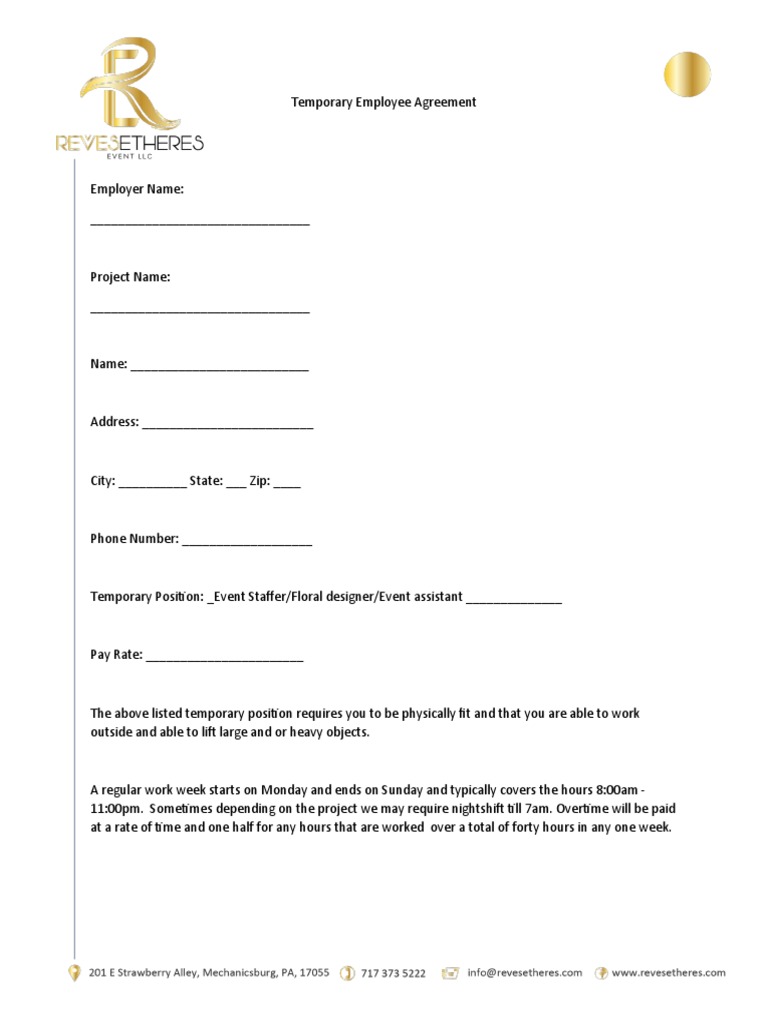 Temporary Employee Agreement PDF