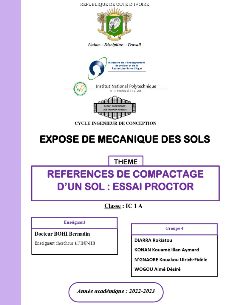 Essai Proctor : Méthodes et Interprétations | PDF | Sciences de la ...