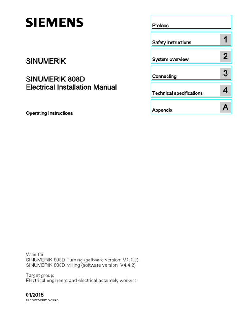 SINUMERIK 808D Electrical Installation 201501 Eng | PDF | Electrical ...