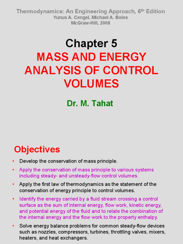 Chapter 5 Mass And Energy Analysis Of Control Volumes Pdf Fluid